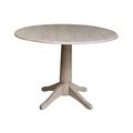 International Concepts Round Pedestal Table, 42 in W X 42 in L X 30.3 in H, Wood, Washed Gray Taupe K09-42DPT-27B